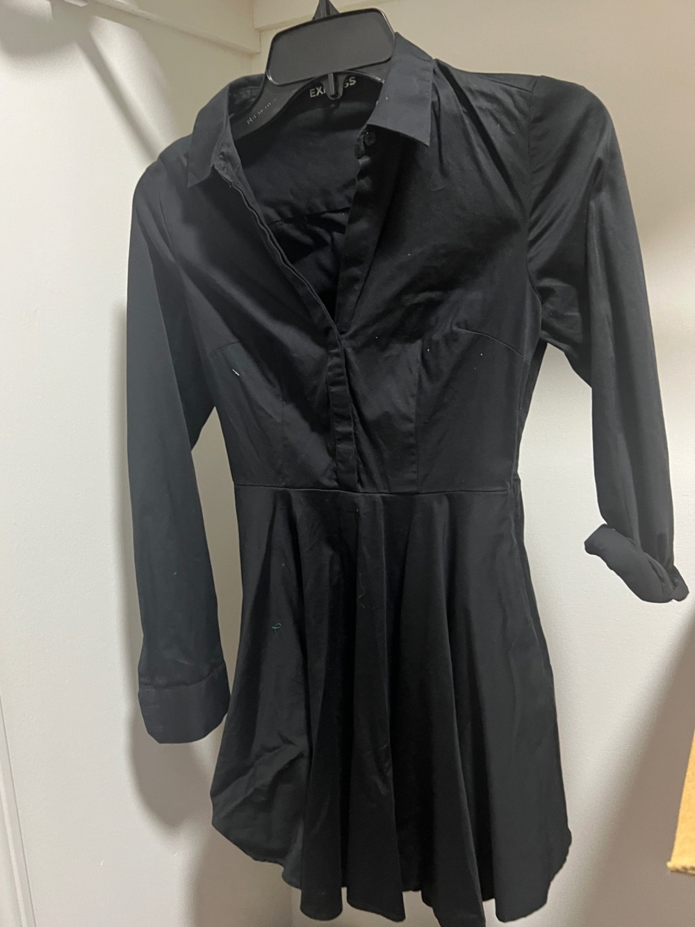 Classic Black Shirt Dress - Women. Express, with pockets